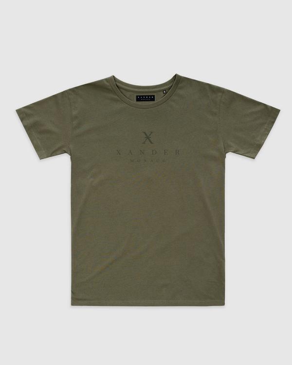 Xander - Monarch Mono Embroidery Tee   Youth - Short Sleeve T-Shirts (Olive) Monarch Mono Embroidery Tee - Youth