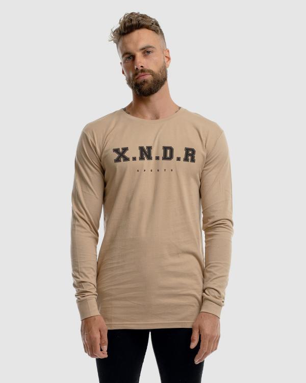Xander - Varsity Long Sleeve Tee - Long Sleeve T-Shirts (Camel) Varsity Long Sleeve Tee