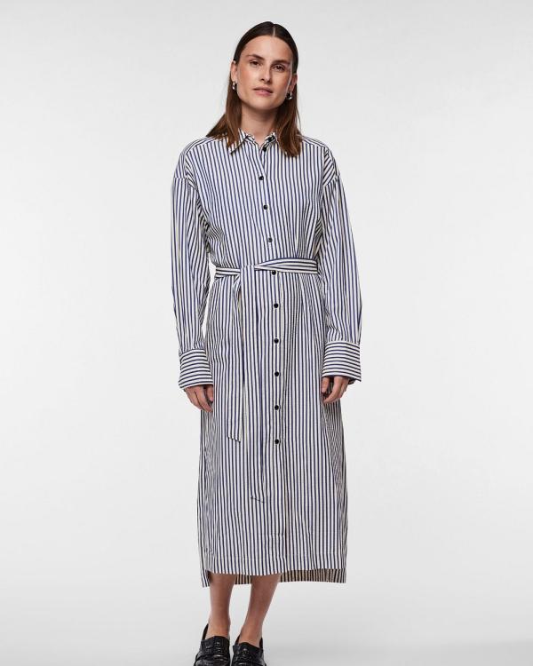 Y.A.S - Esta Cotton Stripe Shirt Dress - Dresses (Blue) Esta Cotton Stripe Shirt Dress