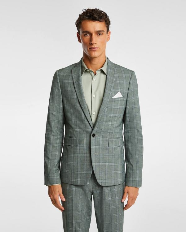 yd. - Potter Check Skinny Suit Jacket - Suits & Blazers (GREEN) Potter Check Skinny Suit Jacket