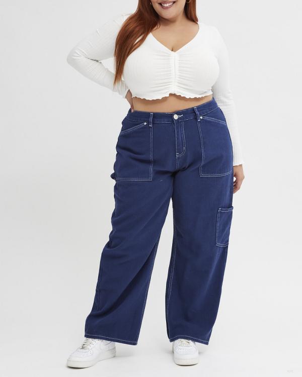 You & All - Blue Cargo Jeans - Relaxed Jeans (Blue) Blue Cargo Jeans