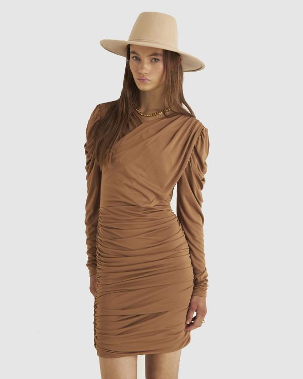 Zerafima - Jersey Gathered Dress - Dresses (brown) Jersey Gathered Dress