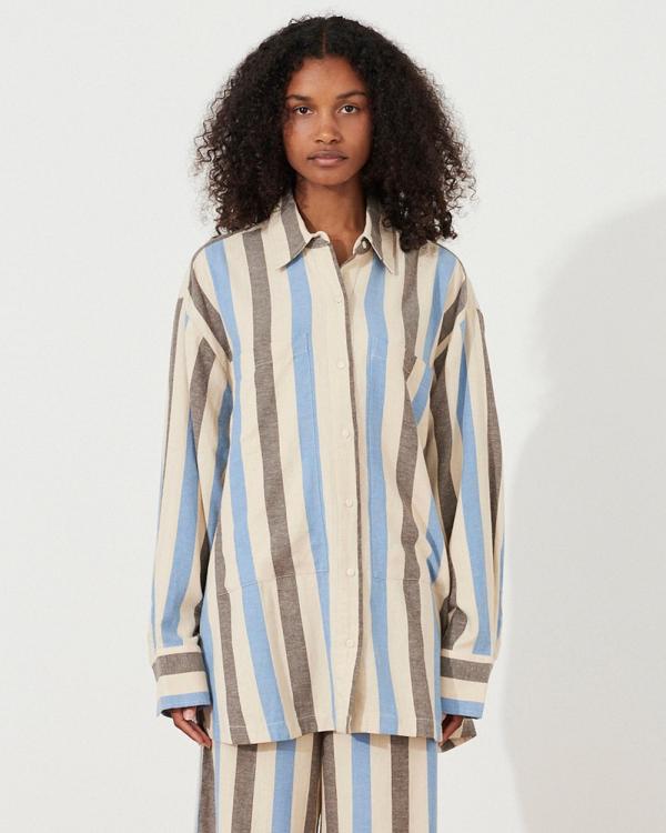 Zulu & Zephyr - Organic Cotton Blend Shirt - Tops (Sky Stripe) Organic Cotton Blend Shirt