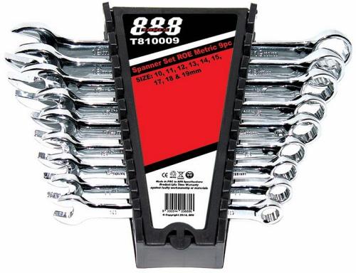 888 T810003 - Ring Open End Spanner Set Metric/AF 24 Piece