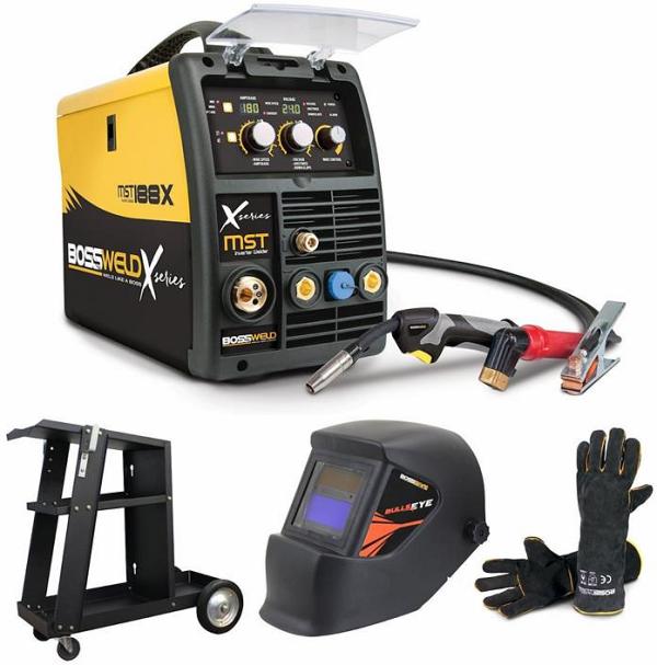 Bossweld 699188TM - Multifunction Welder x Series MST188 Bundle with Trolley, Gloves & Helmet