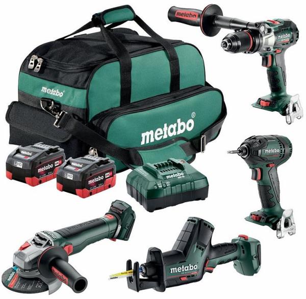 Metabo MET18BL4SB2HD55EQ - 18V Brushless Drill/Driver/Grinder/Sabre Saw Combo Kit (2 x 5.5Ah)