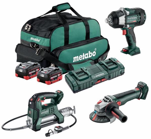 Metabo MET18MX3SB2HD55DN - 18V Brushless 1750Nm Wrench/Grease Gun/Grinder Combo Kit (2 x 5.5Ah)