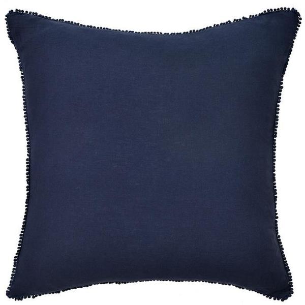 Navy Black Iris Oversize Linen Cushion