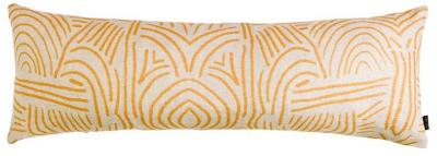 Tiki Hut Mustard Long Lumbar Linen Cushion
