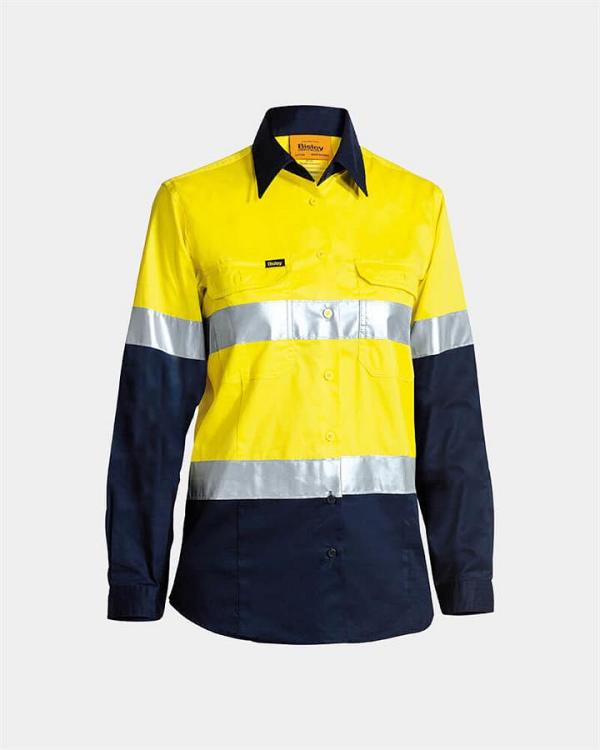 Bisley Women's Hi Vis Taped Long Sleeve Shirt