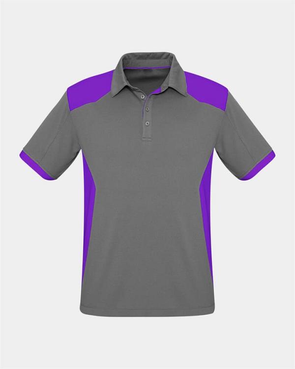 Biz Collection Rival Polo-Silver/Purple-L