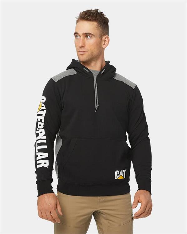 CAT Logo Panel Hooded Sweatshirt