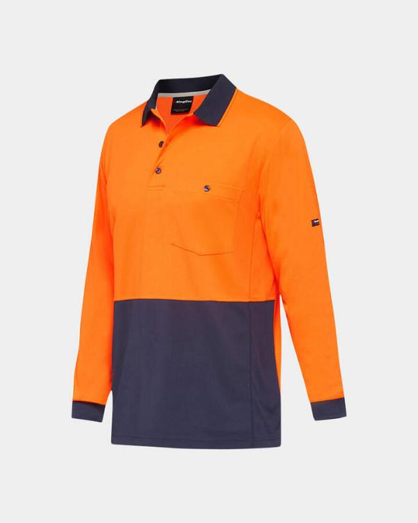 King Gee Hi Vis Workcool Hyperfreeze Lightweight Long Sleeve Polo