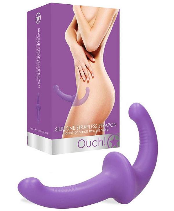 OUCH! Ribbed Silicone 8 Strapless Strap On Dildo