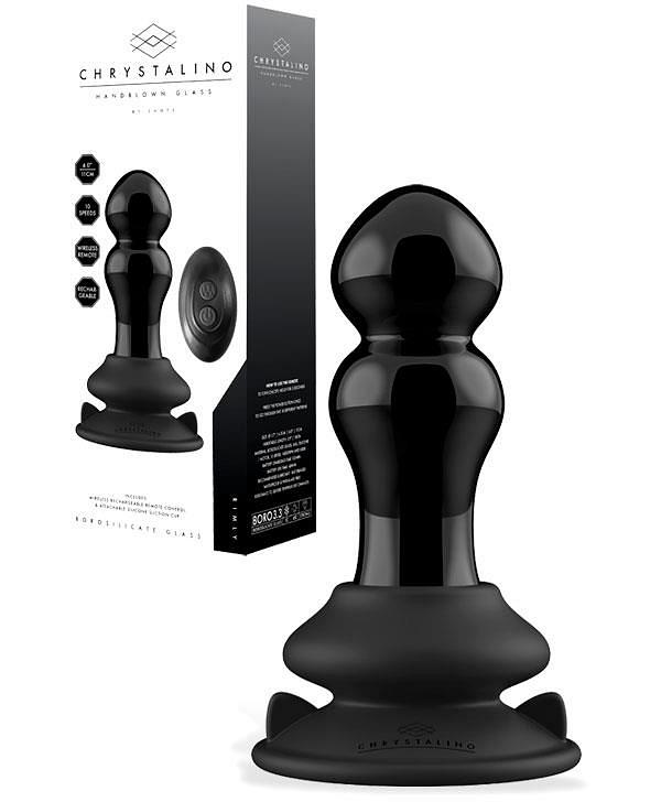 Shots Rimly 4.3 Remote Controlled Handblown Glass Vibrating Butt Plug plus Suction Cup