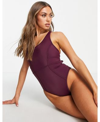 ASOS 4505 active swimsuit with open back detail-Purple