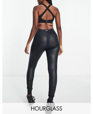 ASOS 4505 Hourglass mesh wet look leggings-Black