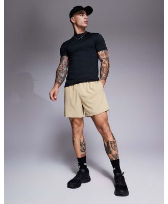 ASOS 4505 Icon 13cm quick dry training shorts with zip pockets in sand-Neutral