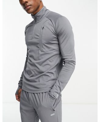 ASOS 4505 icon muscle fit training sweatshirt with 1/4 zip-Grey