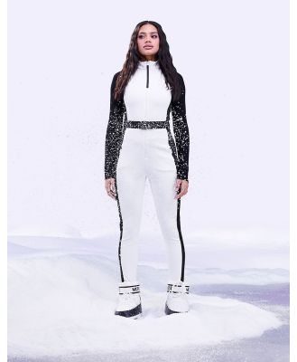 ASOS 4505 ski all in one suit with mono contrast detail-White