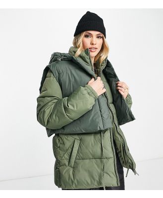 ASOS 4505 Tall oversized puffer jacket with removable vest-Green