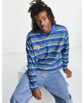 ASOS Daysocial oversized rugby shirt in all over navy stripe print
