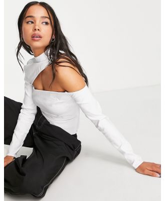 ASOS DESIGN 00s slim fit top with cut out detail in white