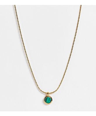 ASOS DESIGN 14k gold plated necklace with malachite pendant