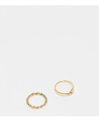ASOS DESIGN 14k gold plated pack of 2 rings with twist design in gold tone