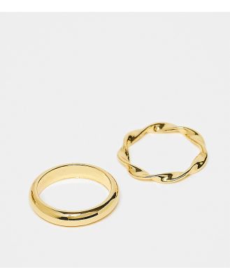 ASOS DESIGN 14k gold plated pack of 2 rings with twist design