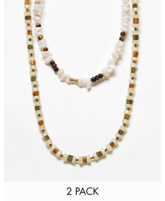 ASOS DESIGN 2 pack beaded necklace set with chips in multi