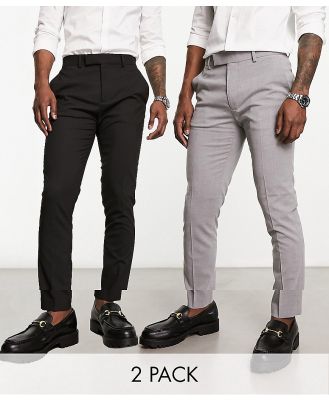 ASOS DESIGN 2 pack skinny pants in black and grey-Multi