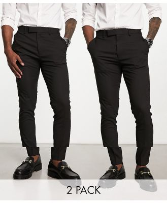 ASOS DESIGN 2 pack skinny smart pants in black