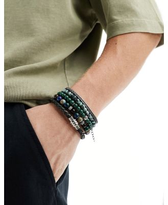 ASOS DESIGN 4 pack mixed bracelet set in green