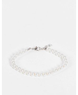 ASOS DESIGN 6mm glass faux pearl beaded bracelet in white-Multi