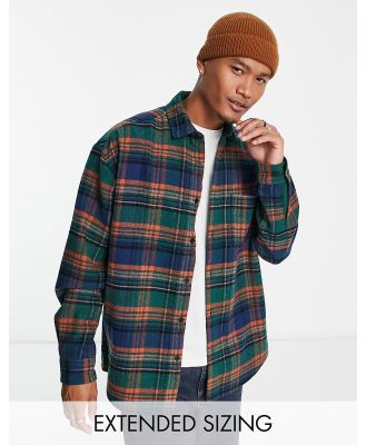ASOS DESIGN 90s oversized shacket in green wool mix check