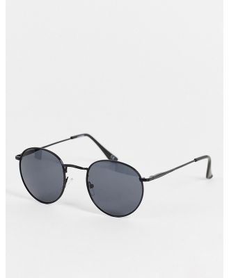 ASOS DESIGN 90s round metal sunglasses with smoke lens in black