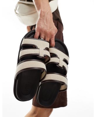 ASOS DESIGN across strap sandals in natural weave-Neutral