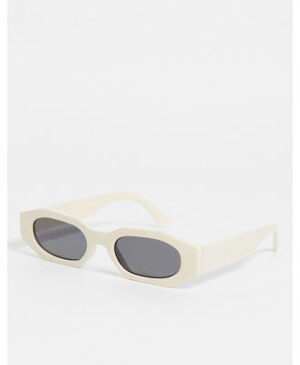 ASOS DESIGN angled sunglasses with ecru frame and smoke lens-Black