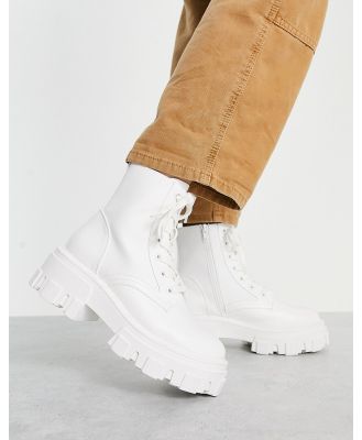 ASOS DESIGN Anya chunky lace up ankle boots in white