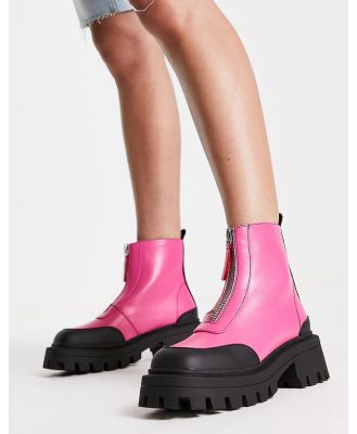 ASOS DESIGN Autumn square toe front zip boots in pink