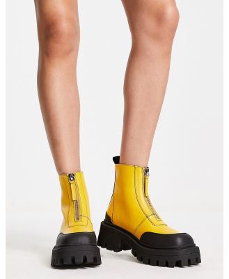 ASOS DESIGN Autumn square toe front zip boots in yellow