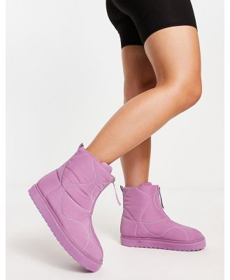ASOS DESIGN Avenue padded zip front boots in lilac-Purple