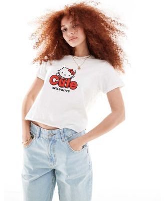 ASOS DESIGN baby tee with Hello Kitty licence graphic in white