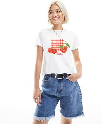 ASOS DESIGN baby tee with sicilia tomato graphic in white