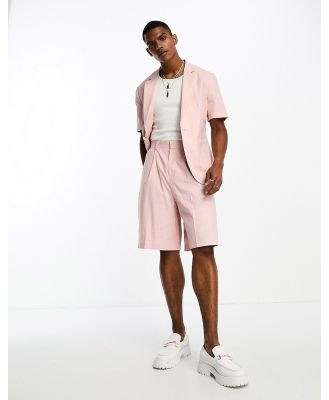 ASOS DESIGN bermuda linen mix suit shorts in pink