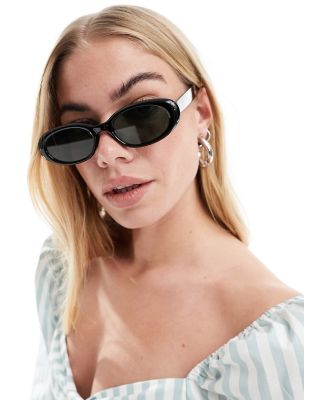 ASOS DESIGN bevel oval sunglasses in black with G15 lens