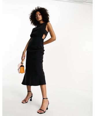 ASOS DESIGN bias cut maxi dress with side tab detail in black