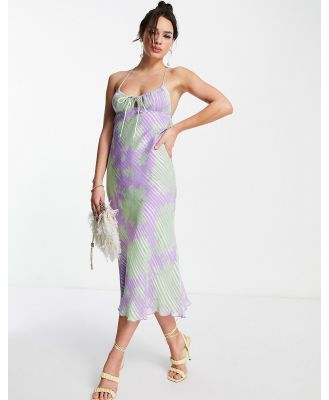 ASOS DESIGN bias midi slip dress with scoop neck in satin floral print-Multi