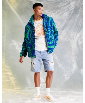 ASOS DESIGN borg walker jacket in abstract print-Multi